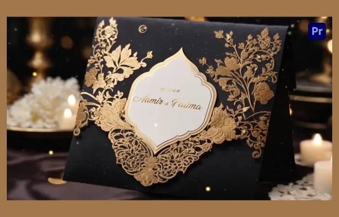 Islamic 3D Golden Theme Nikah Invitation Card Slideshow